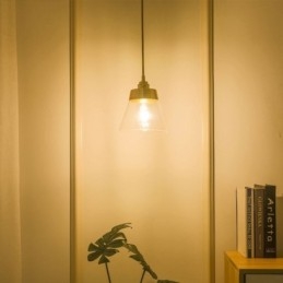 Lampă cu pandantiv retro nordic Abajur din sticlă Iluminat pentru acasă Suport din alamă Lampă