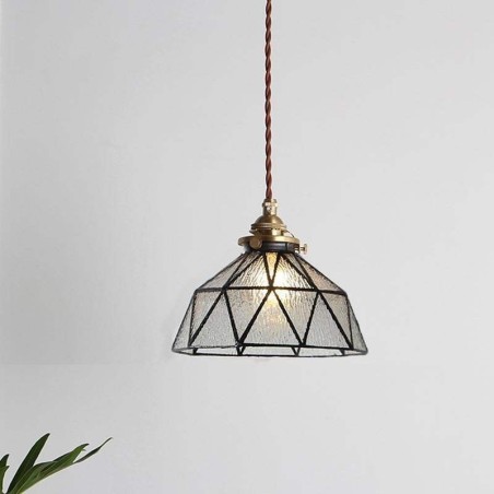 Lampă suspendată cu vitralii geometrice Lampă suspendată cu vitralii geometrice