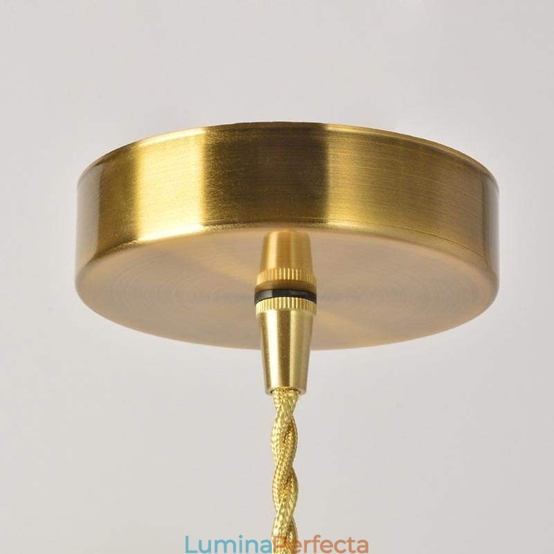 Lampă de alamă cu suspendare din sticlă cu nervuri, pătrată, cu iluminare rotativă