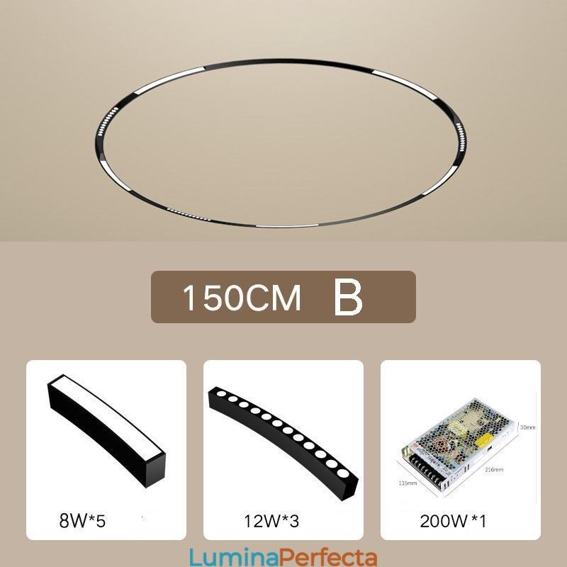 Lumină circulară pe șină Corp de iluminat pe șină magnetică încasabilă 150 cm