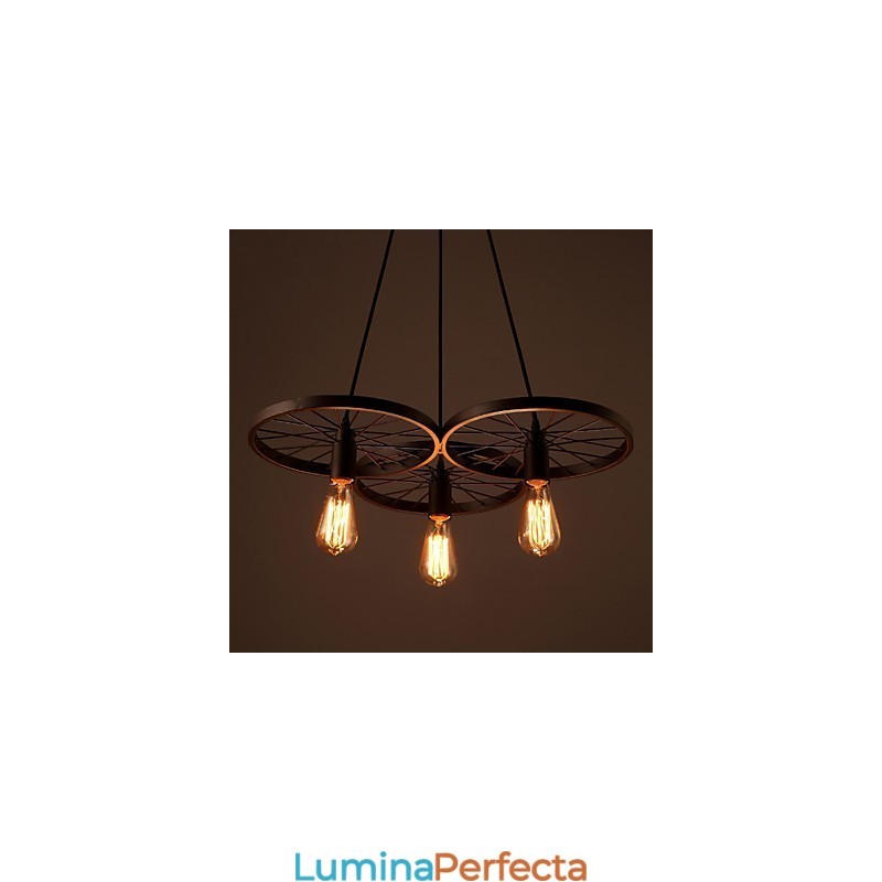 Loft Retro Lămpi suspendate american country din fier forjat Candelabru roți stil industrial