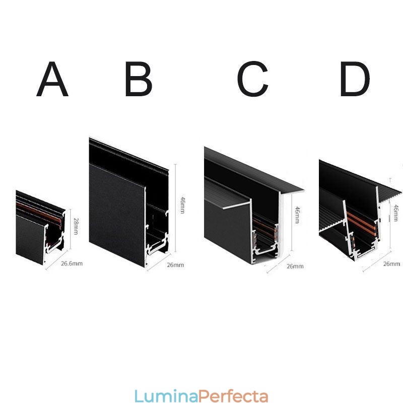 Sine de iluminat pe șine încastrate Profil de suprafață de șină magnetică din aluminiu Banda de lumină ultra subțire de șină 100 cm