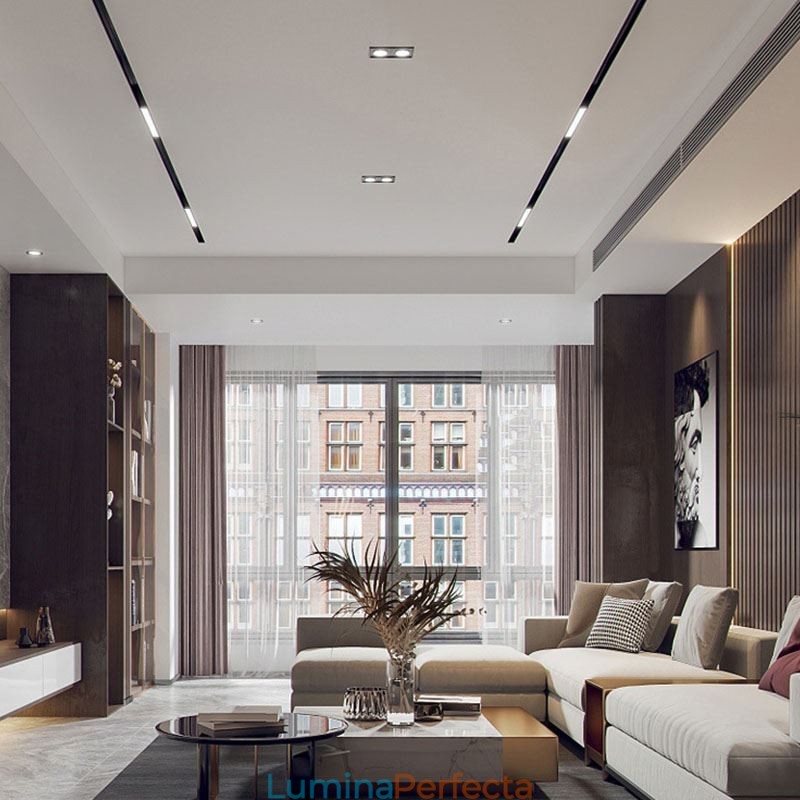 Sine de iluminat pe șine încastrate Profil de suprafață de șină magnetică din aluminiu Banda de lumină ultra subțire de șină 100 cm