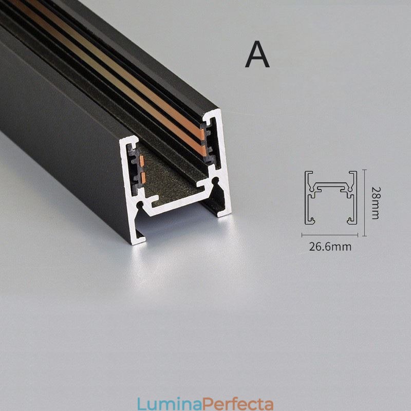 Sine de iluminat pe șine încastrate Profil de suprafață de șină magnetică din aluminiu Banda de lumină ultra subțire de șină 100 cm