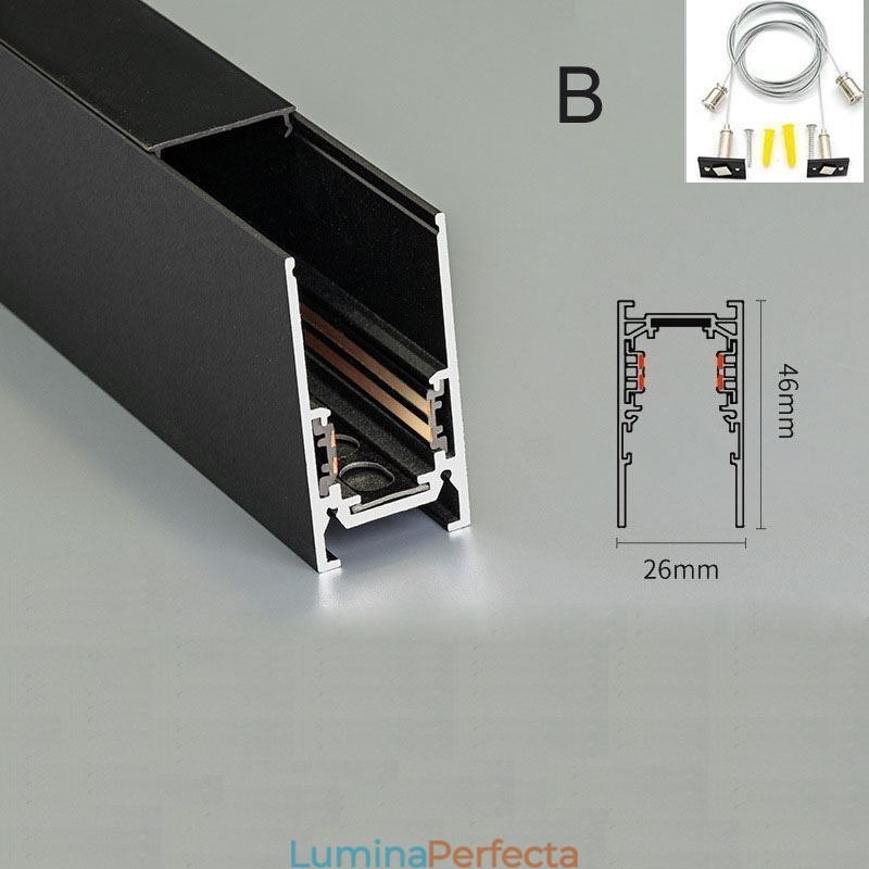 Sine de iluminat pe șine încastrate Profil de suprafață de șină magnetică din aluminiu Banda de lumină ultra subțire de șină 100 cm