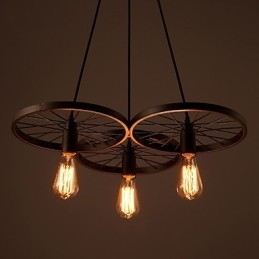 Loft Retro Lămpi suspendate american country din fier forjat Candelabru roți stil industrial