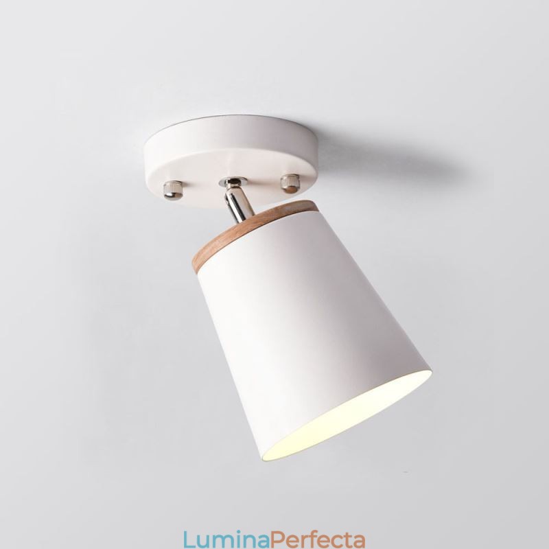 Plafoniera simplă din lemn nordică de fier (o singură lumină)