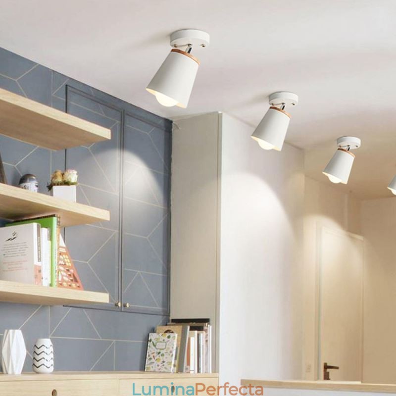 Plafoniera simplă din lemn nordică de fier (o singură lumină)