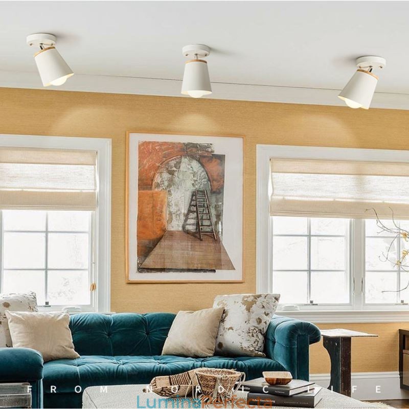 Plafoniera simplă din lemn nordică de fier (o singură lumină)