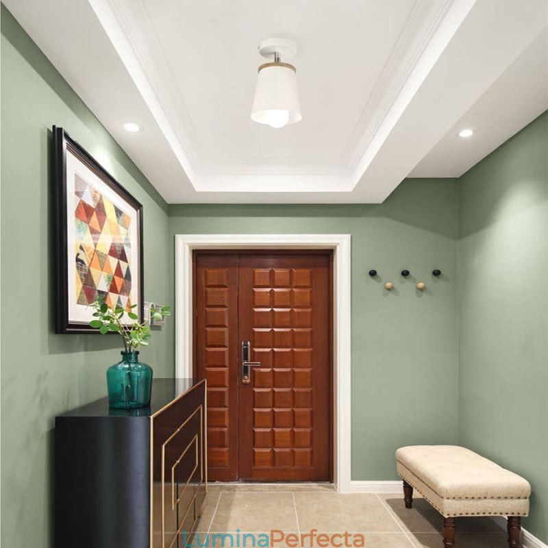 Plafoniera simplă din lemn nordică de fier (o singură lumină)