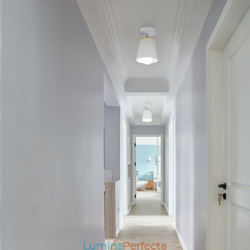 Plafoniera simplă din lemn nordică de fier (o singură lumină)