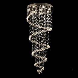 Lampă suspendată de plafon în spirală modernă din cristal K9 Candelabru de interior Corpuri de iluminat pentru scări Plafon înalt