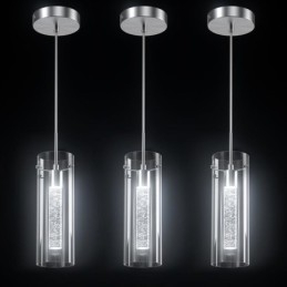 Lampă de suspendare artistică cu 3 lumini, cu abajururi din sticlă, bază de bec G4