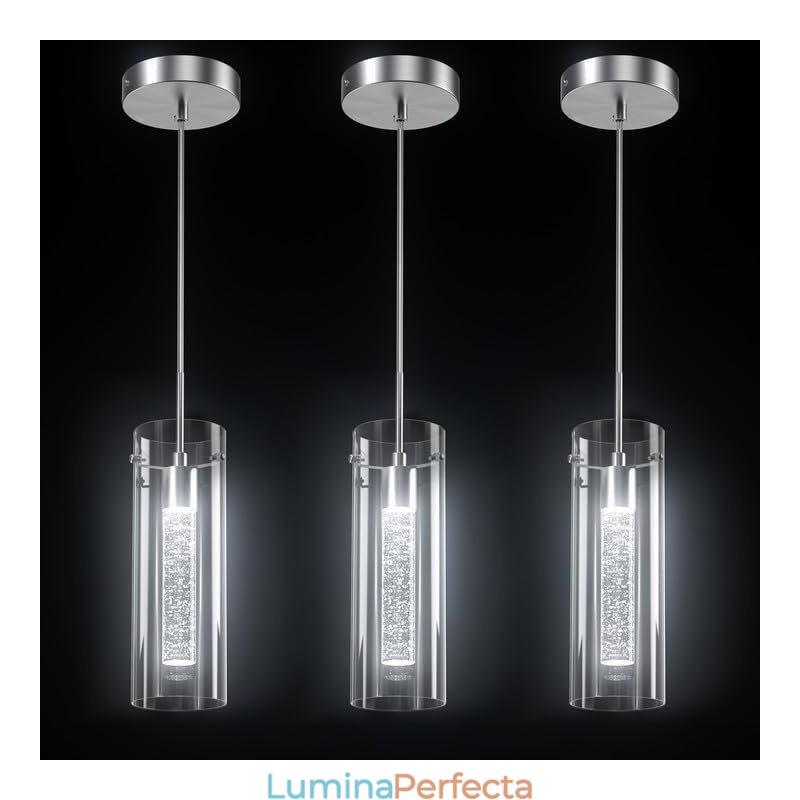 Lampă de suspendare artistică cu 3 lumini, cu abajururi din sticlă, bază de bec G4