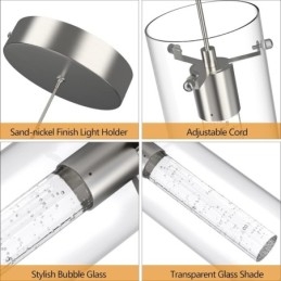 Lampă de suspendare artistică cu 3 lumini, cu abajururi din sticlă, bază de bec G4