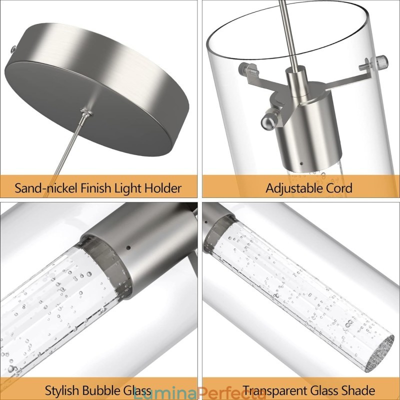 Lampă de suspendare artistică cu 3 lumini, cu abajururi din sticlă, bază de bec G4