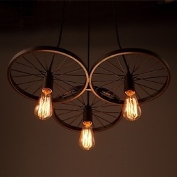 Loft Retro Lămpi suspendate american country din fier forjat Candelabru roți stil industrial