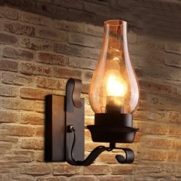 Lampă de perete retro, rustică, nordică, din sticlă, pentru dormitor