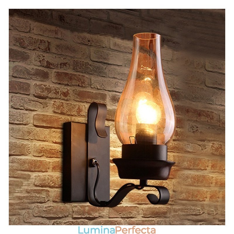 Lampă de perete retro, rustică, nordică, din sticlă, pentru dormitor