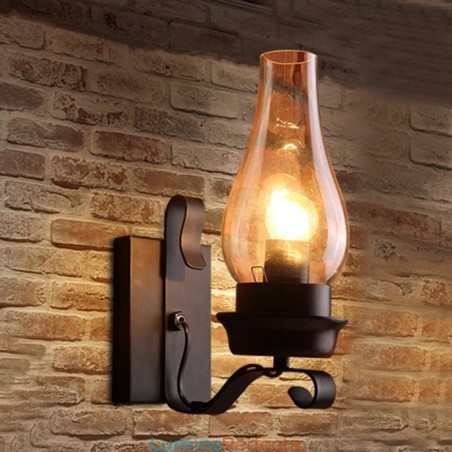 Lampă de perete retro, rustică, nordică, din sticlă, pentru dormitor Lampă de perete retro, rustică, nordică, din sticlă, pentru dormitor