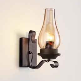 Lampă de perete retro, rustică, nordică, din sticlă, pentru dormitor