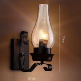 Lampă de perete retro, rustică, nordică, din sticlă, pentru dormitor