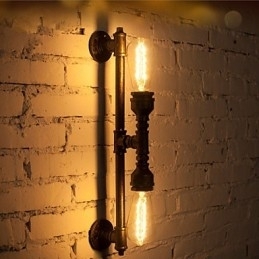 Aplică de perete cu conductă de apă din fier Wroguht Lămpi de culoar de epocă Lampă de perete din fier pentru mansardă Bec incandescent Edison FJ DB2 046A0