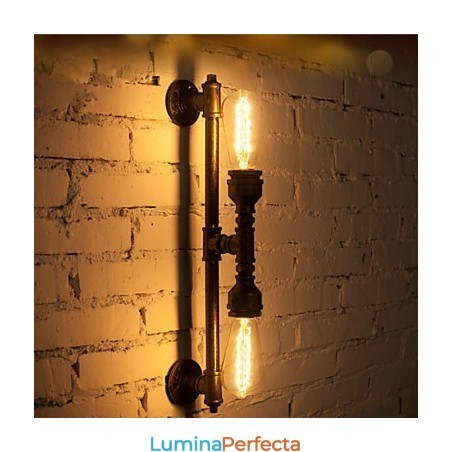 Aplică de perete cu conductă de apă din fier Wroguht Lămpi de culoar de epocă Lampă de perete din fier pentru mansardă Bec incandescent Edison FJ DB2 046A0 Aplică de perete cu conductă de apă din fier Wroguht Lămpi de culoar de epocă Lampă de perete din fier pentru mansardă Bec incandescent Edison FJ DB2 046A0