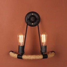 Lampă de perete din frânghie de cânepă în semicerc
