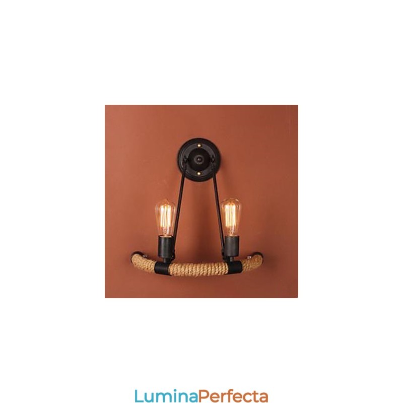 Lampă de perete din frânghie de cânepă în semicerc