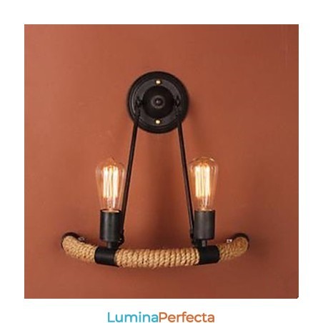 Lampă de perete din frânghie de cânepă în semicerc