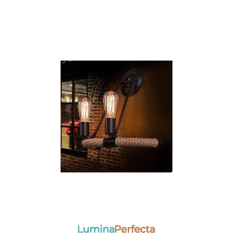 Lampă de perete din frânghie de cânepă în semicerc