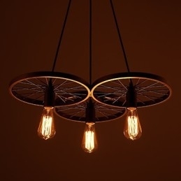 Loft Retro Lămpi suspendate american country din fier forjat Candelabru roți stil industrial