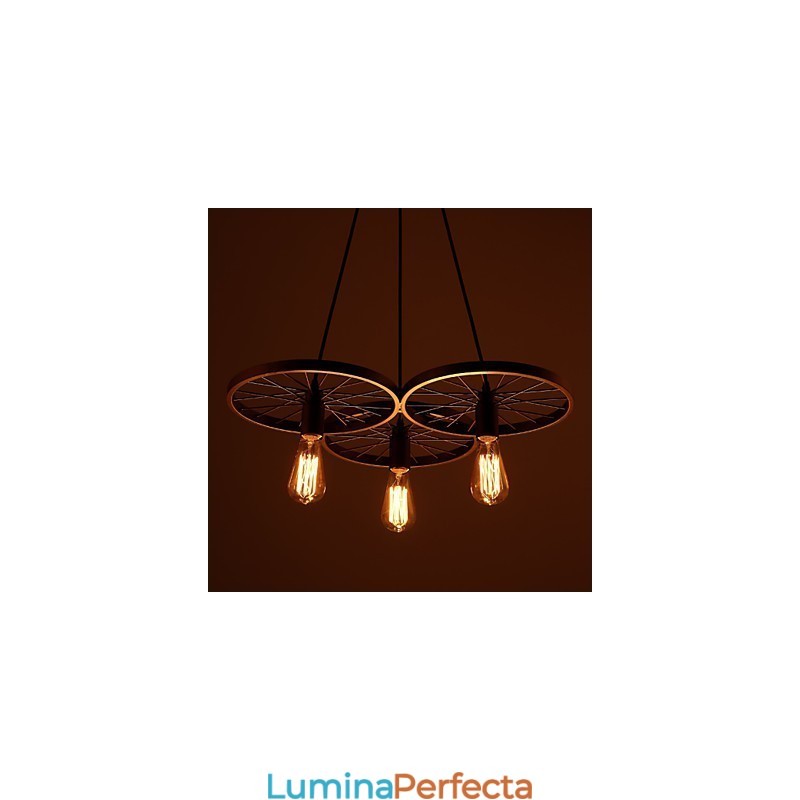 Loft Retro Lămpi suspendate american country din fier forjat Candelabru roți stil industrial