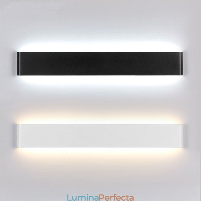 Lămpi de perete și aplice contemporane lungi, moderne, pentru aplicații de perete metalice de interior IP 44 pentru baie, dormitor, sufragerie