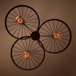 Loft Retro Lămpi suspendate american country din fier forjat Candelabru roți stil industrial