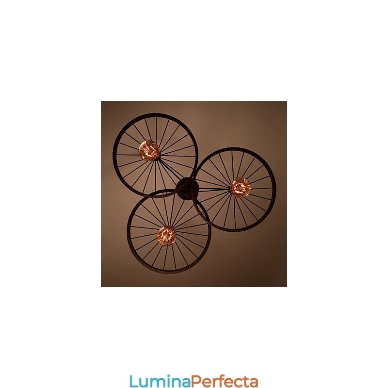 Loft Retro Lămpi suspendate american country din fier forjat Candelabru roți stil industrial