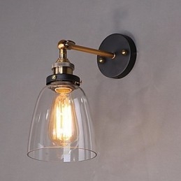 Applique de perete din sticlă Industrial Edison Simplicity Capac cu bază metalică Sufragerie Cameră de studiu Birou Lumină de perete pe hol