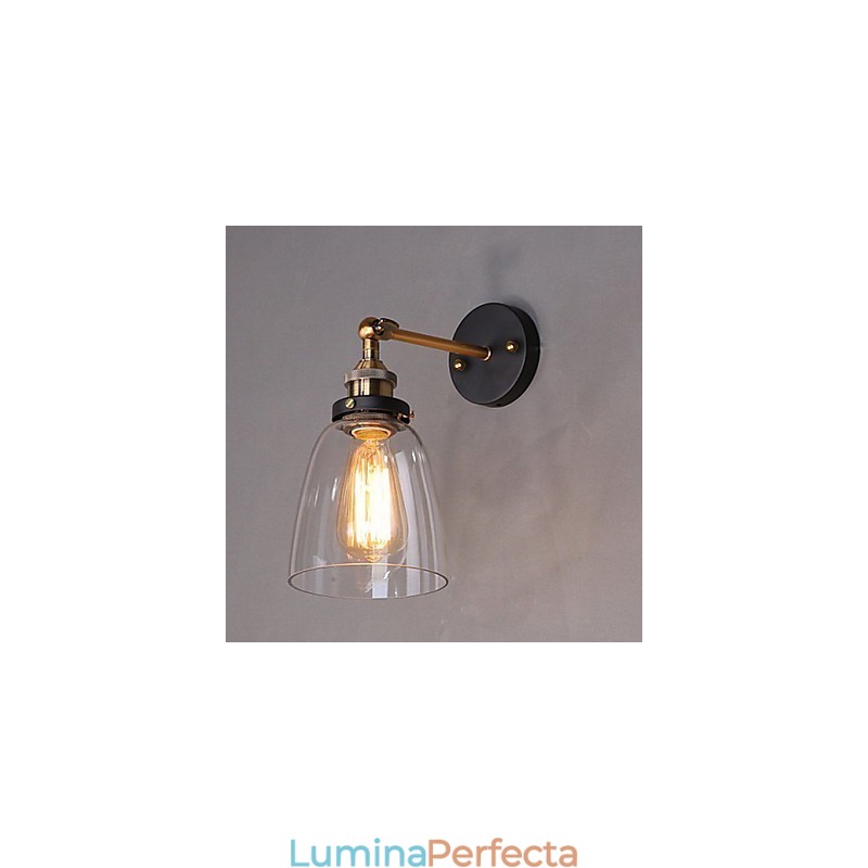 Applique de perete din sticlă Industrial Edison Simplicity Capac cu bază metalică Sufragerie Cameră de studiu Birou Lumină de perete pe hol