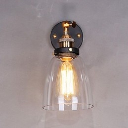 Applique de perete din sticlă Industrial Edison Simplicity Capac cu bază metalică Sufragerie Cameră de studiu Birou Lumină de perete pe hol