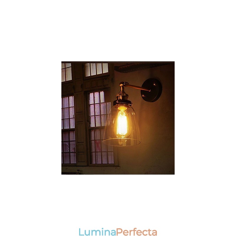 Applique de perete din sticlă Industrial Edison Simplicity Capac cu bază metalică Sufragerie Cameră de studiu Birou Lumină de perete pe hol