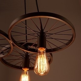 Loft Retro Lămpi suspendate american country din fier forjat Candelabru roți stil industrial