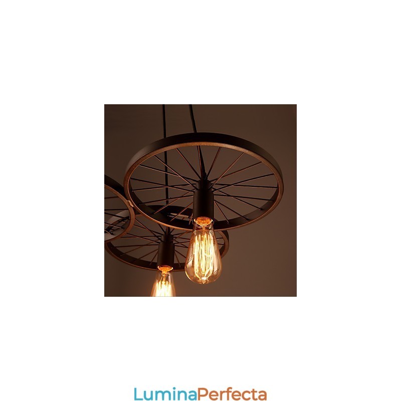 Loft Retro Lămpi suspendate american country din fier forjat Candelabru roți stil industrial