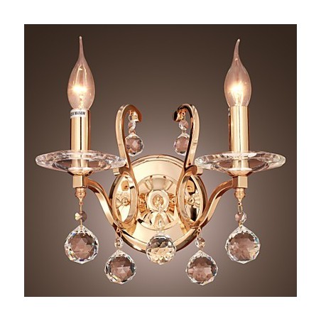 Aplica de perete din cristal auriu cu 2 lumini Aplica de perete din cristal auriu cu 2 lumini