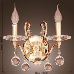Aplica de perete din cristal auriu cu 2 lumini