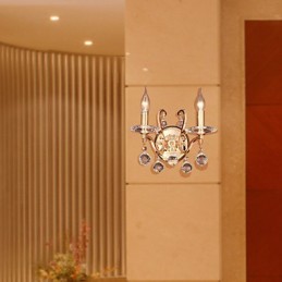 Aplica de perete din cristal auriu cu 2 lumini