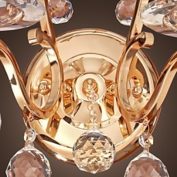 Aplica de perete din cristal auriu cu 2 lumini