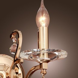 Aplica de perete din cristal auriu cu 2 lumini