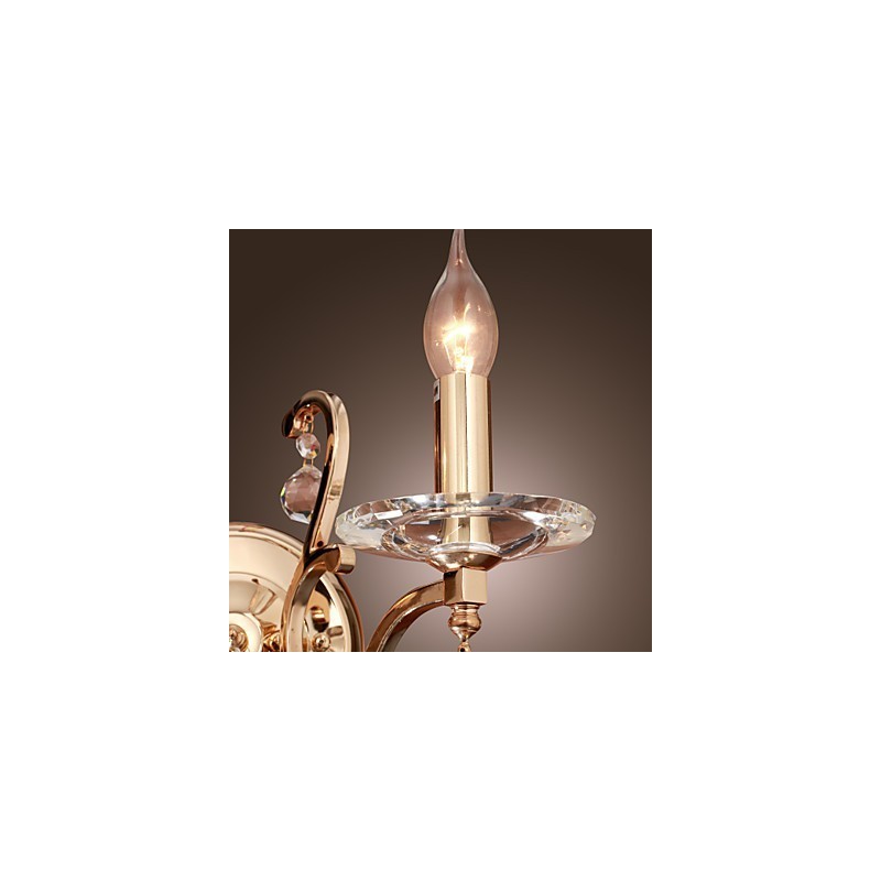 Aplica de perete din cristal auriu cu 2 lumini