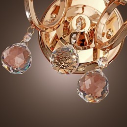 Aplica de perete din cristal auriu cu 2 lumini